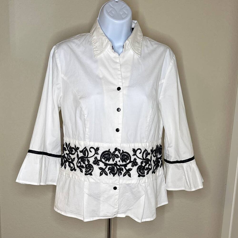 Dressbarn Black and White Women's Blouse Size M EUC